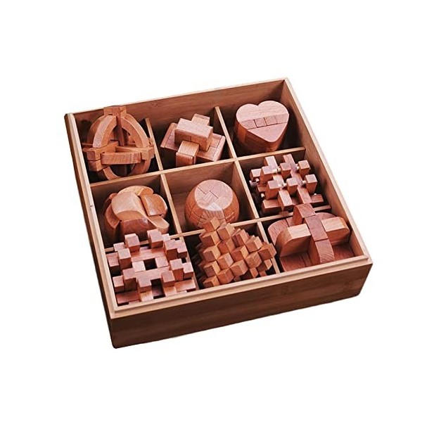 kowaku Puzzle Mind Puzzle Box Finger Challenge 3D Puzzle An Toy Min Set Family Game For Party Favors, 9 pièces Avancé