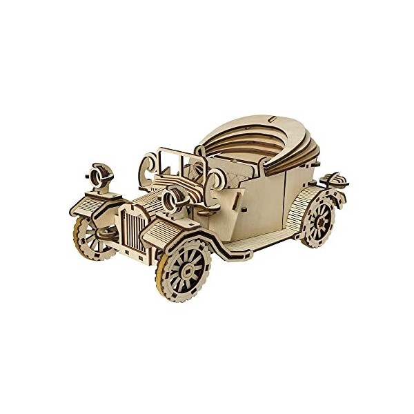 KaAfaL Vintage Convertible DIY Modèles 3D Stéréoscopique Bois Puzzle Creative Puzzle Assemblage Jouets - Modèle de Voiture Ki