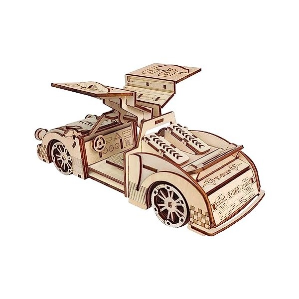 KaAfaL Modèle de Course de Puzzle en Bois 3D, Transmission en Bois Cool Voiture de Sport Adulte ingénierie kit de modèle en B