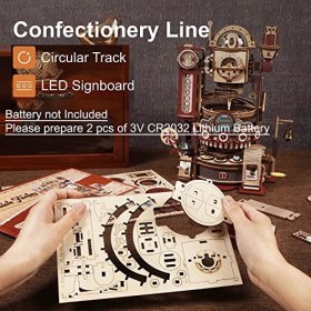 ROKR Maquette en Bois a Construire Puzzle 3D Bois Adulte Enfants Course à Billes, Marble Chocolate Factory