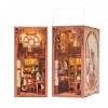 Fsolis DIY Book Nook Kit-Maison de Poupées Miniatures Puzzle 3D Livre Bois Serre-Livres dart avec Lumière LED et Feuille de 