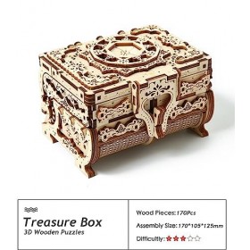 KaAfaL Puzzle en Bois 3D Boîte au trésor mécanique - Modèle dassemblage de Casse-tête éducatif - Cadeau for garçons Filles A