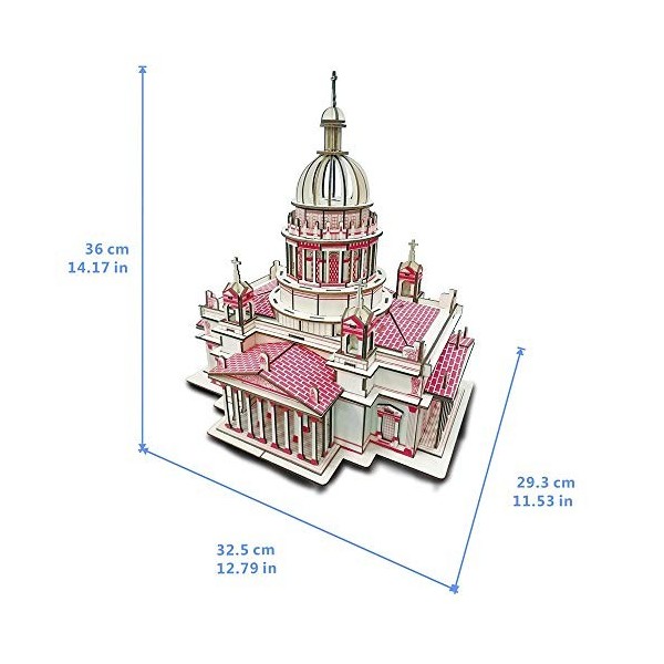 CFmoshu Puzzle 3D Modèle Déglise Isa Kiev Modèle en Bois 3D à Construire Jeu éducatif pour La Famille Cadeau danniversaire/