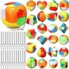 Syhood Lot de 24 casse-tête pour enfants et adultes - Jeu de puzzle 3D en plastique à emboîter - Cube, balle, baril, jouets é