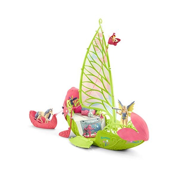 Schleich 42444 BAYALA – Bateau Fleuri Magique de Sera, Coffret de Jeu de 40 pièces avec Figurine de Licorne, Elfe et Coffre a