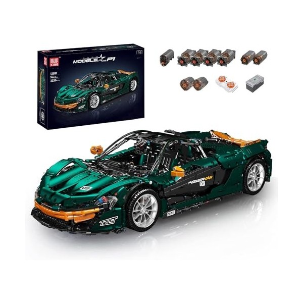 Mould King 13091D Roadster hypercar P1 Block Kit, 1: 8 échelle de Course MOC Moteur télécommande avec éclairage STEM Educatio