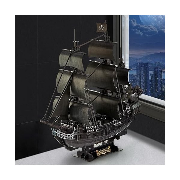 NogrAx Kits de puzzle 3D à faire soi-même - Modèle en bois - Boîte à construire avec style bateau pirate, cadeaux pour adulte