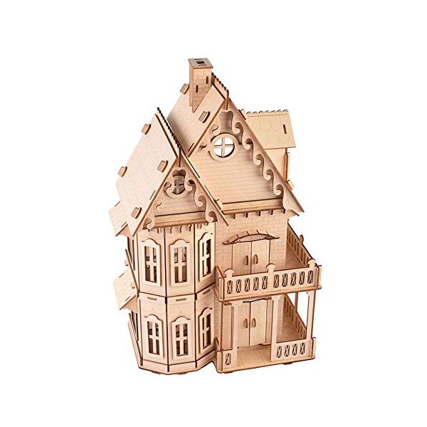 Maquette en Bois 3D Puzzle Jouet Dassemblage Manuelle Villa Gothique pour Enfants et aux Adultes de Plus de 6 Ans