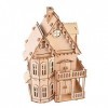 Maquette en Bois 3D Puzzle Jouet Dassemblage Manuelle Villa Gothique pour Enfants et aux Adultes de Plus de 6 Ans