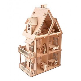 Maquette en Bois 3D Puzzle Jouet Dassemblage Manuelle Villa Gothique pour Enfants et aux Adultes de Plus de 6 Ans