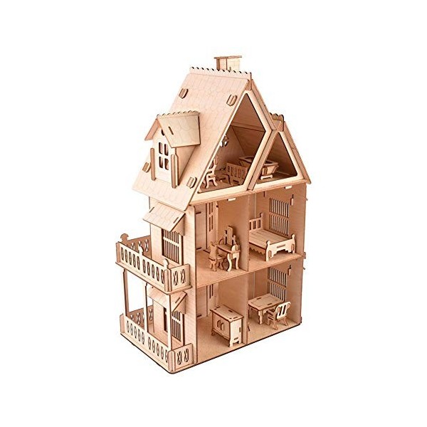 Maquette en Bois 3D Puzzle Jouet Dassemblage Manuelle Villa Gothique pour Enfants et aux Adultes de Plus de 6 Ans