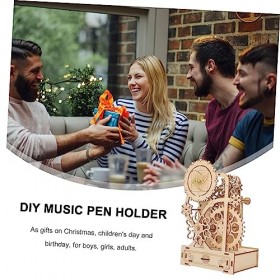 ibasenice 1 Jeu Porte-Stylo en Bois Puzzle 3D pour Adultes Carrousel Musical en Bois Jouets Éducatifs Casse-tête 3D pour Cons