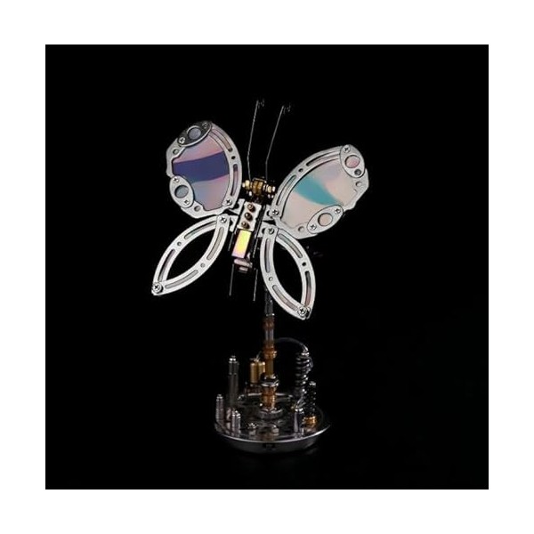 Kit de modèle de puzzle en métal 3D pour adultes, 195 pièces, papillon du chaos Steampunk en métal 3D avec base de fleur, mod