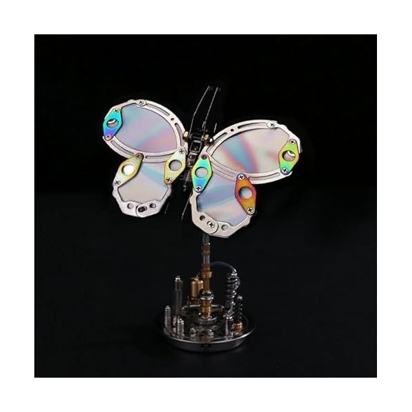 Kit de modèle de puzzle en métal 3D pour adultes, 195 pièces, papillon du chaos Steampunk en métal 3D avec base de fleur, mod