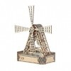 KaAfaL Puzzles 3D Moulin à Vent en Bois Rotatif Mode Mécanique Kit Éducatif Casse-tête Assemblage Modèle Cadeau for Garçons F