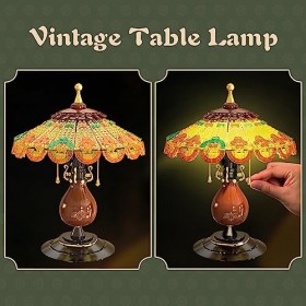 Beberlu Construction de Lampe de Table en Bois avec lumières LED, 804pcs rétro Lumières Bloc Jouet, Creative Bricolage Home D
