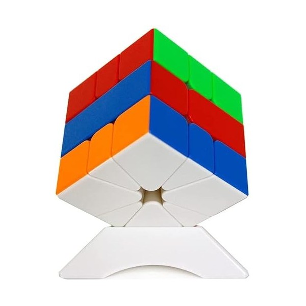 Elloapic YongJun YJ MGC-SQ1 mgcsq-1 MG C sq1 Cube magique 3D tournant lisse sans autocollant Multicolore + Support cube et sa