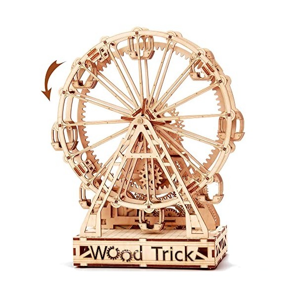 Wood Trick Ferris Wheel Toy Mechanical Model, Observation Wheel - 3D Wooden Puzzle, Eco Wooden Toys, Assembly Model, Brain Te