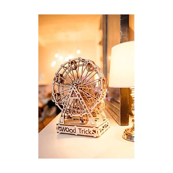 Wood Trick Ferris Wheel Toy Mechanical Model, Observation Wheel - 3D Wooden Puzzle, Eco Wooden Toys, Assembly Model, Brain Te