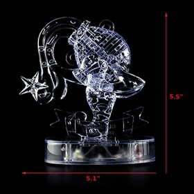 Coolplay Puzzle en cristal 3D avec base lumineuse pour adulte, puzzle 3D du zodiaque constellation série du Verseau