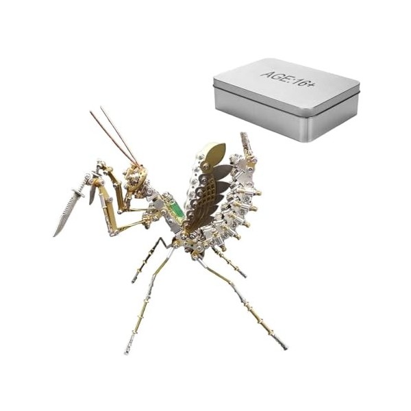Fabroz Puzzle 3D en métal Steampunk Insecte Modèle Kit de construction, 350 pièces 3D Métal Mantis Kit de modélisation Puzzle
