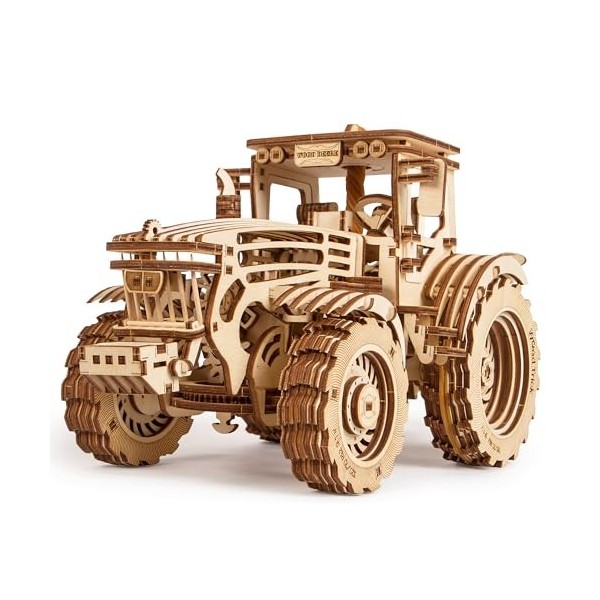 Wood Trick Kit de Modèle de Tracteur Mécanique en Bois à Construire pour Adultes et Enfants - 2 Vitesses - Puzzles en Bois 3D
