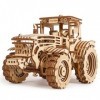 Wood Trick Kit de Modèle de Tracteur Mécanique en Bois à Construire pour Adultes et Enfants - 2 Vitesses - Puzzles en Bois 3D