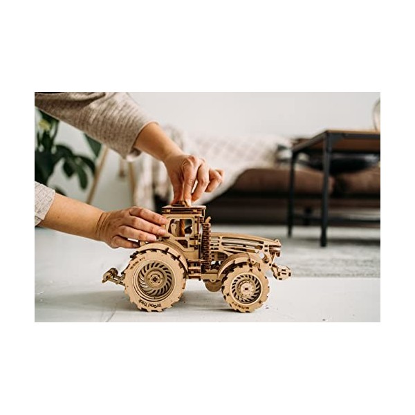 Wood Trick Kit de Modèle de Tracteur Mécanique en Bois à Construire pour Adultes et Enfants - 2 Vitesses - Puzzles en Bois 3D