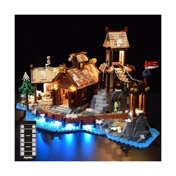 Luminova Kit LED compatible avec Lego 21343 Briques Viking Dorf – Version avec télécommande