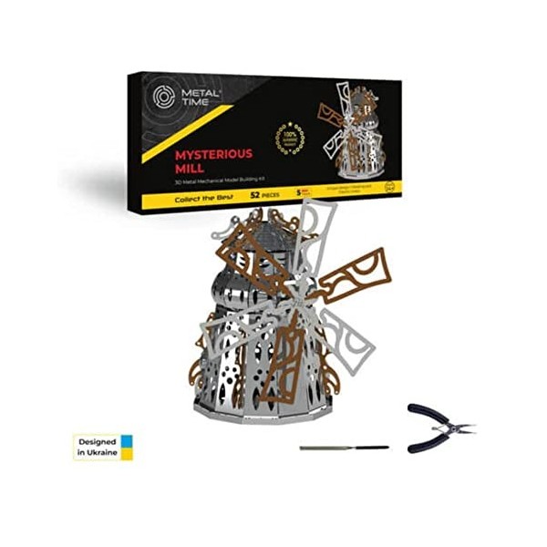 METAL-TIME Mysterious Mill, modèle moulin à vent, kit de modélisme en métal, puzzle 3D pour adultes et enfants, figurine de c