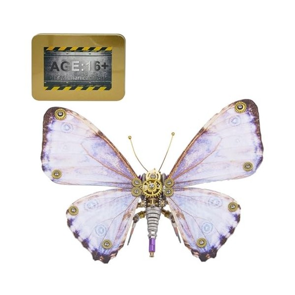 EASYTAB Puzzle 3D papillon en métal, modèle Morpho, steampunk insecte mécanique, puzzle 3D en métal adulte, unique, 150 pièce