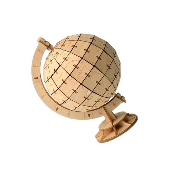 Totority 2 Pièces Puzzles 3D Globe Tridimensionnel en Bois