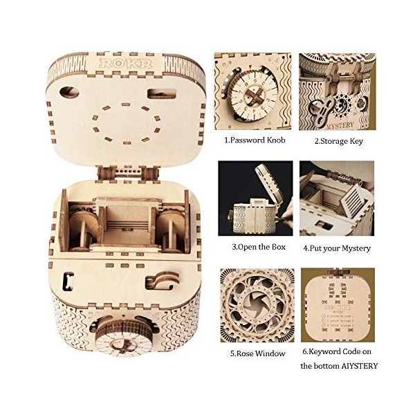 HIZQ Puzzles 3D, Adulte Laser Cutting sans Colle DIY Kits De ModÈLes De Boîte De Mot De Passe Puzzle en Bois 3D, pour La DÉCo