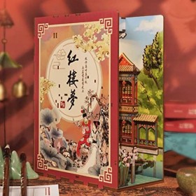 WENCY Book Nook DIY, 3D Bois Puzzle Livre Queue, Book Nook Etagère Insert, kit de construction pour adultes Cadeaux pour Anni