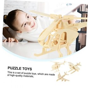 Totority 3 Ensembles 3 Pcs Modèle davion Jouet Ensemble De Jeu en Bois Enfants Puzzles Modèles en Bois Avion Intelligence Pu