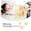 Totority 3 Ensembles 3 Pcs Modèle davion Jouet Ensemble De Jeu en Bois Enfants Puzzles Modèles en Bois Avion Intelligence Pu