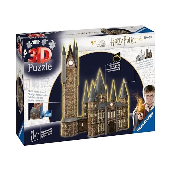 Ravensburger - Puzzle 3D Building - Château de Poudlard illuminé - La Tour dAstronomie / Harry Potter - A partir de 10 ans -