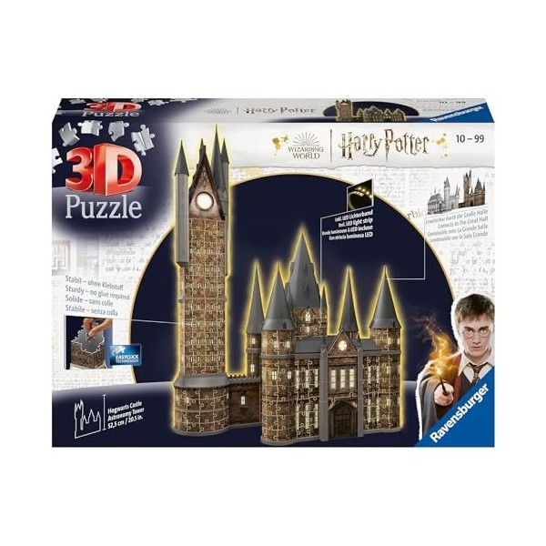 Ravensburger - Puzzle 3D Building - Château de Poudlard illuminé - La Tour dAstronomie / Harry Potter - A partir de 10 ans -