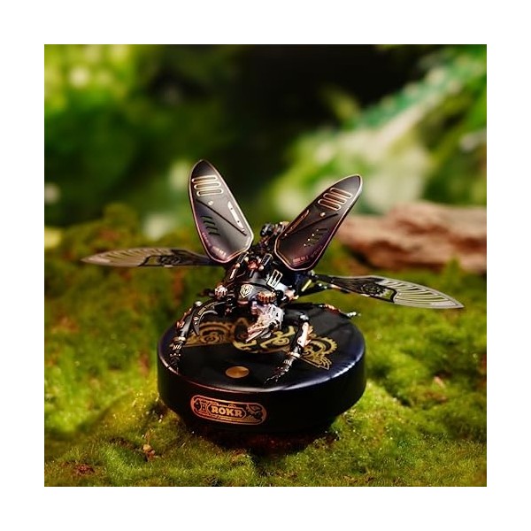 ROKR Puzzles en Métal 3D Stag Beetle Kits de Moteur en Plastique pour Adultes pour Construire Un Cadeau dâge Mécanique pour 