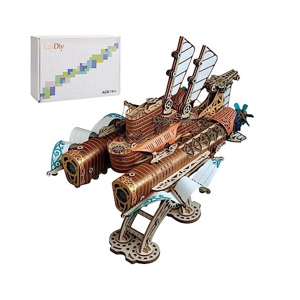 APAP Puzzle 3D Steampunk en bois, bateau spatial fantastique, chef-dœuvre de bricolage, 20 mille miles sous la mer, modèle 