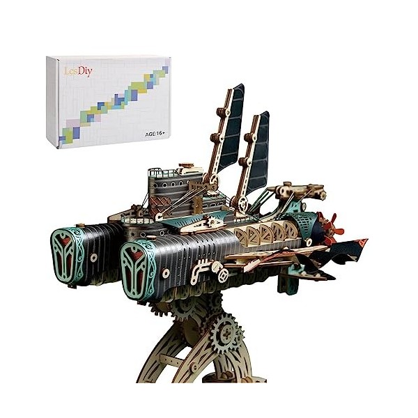 APAP Puzzle 3D Steampunk en bois, bateau spatial fantastique, chef-dœuvre de bricolage, 20 mille miles sous la mer, modèle 
