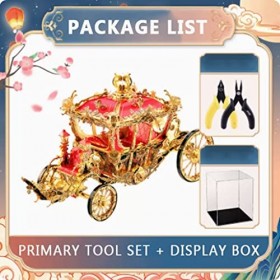 Puzzles 3D pour Adultes Puzzle doré 3D Puzzle en métal modèle de calèche idéal pour Les Cadeaux danniversaire de Noël Kit av