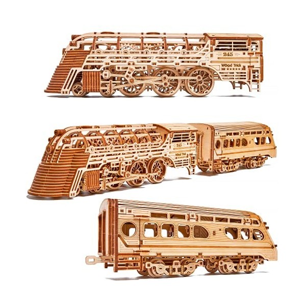 Wood Trick Atlantic Express Train Puzzles en Bois 3D à Construire pour Adultes et Enfants - Parcours jusquà 2,7 m - Kit de M