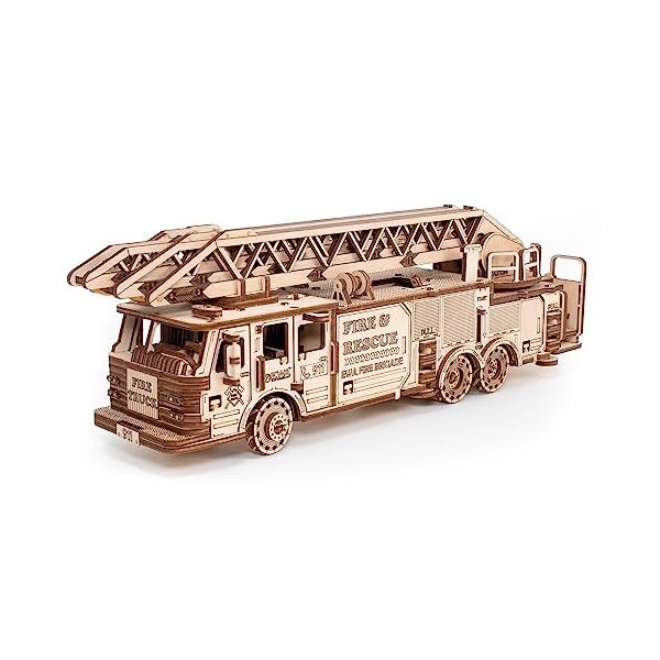 EWA Eco-Wood-Art kit de Construction Fire Truck est Un modèle mécanique conçu pour être monté soi-même sans Colle Puzzle 3D B