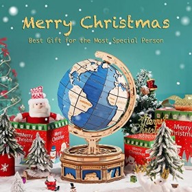 Robotime Le Globe Puzzle 3D 567 pièces en Bois Auto-Assembler Kits de modèle de Construction de Puzzle avec casier Secret déc