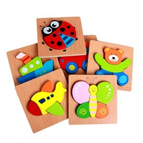 Totority 8 Ensembles De Puzzles en Bois avec Blocs 3D danimaux