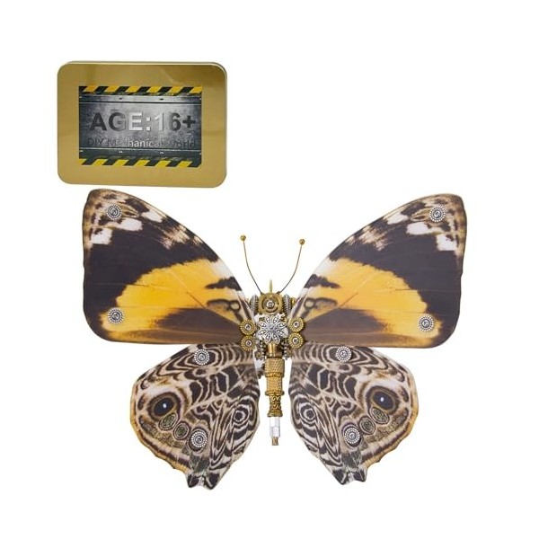 JEBU Kit de modèle 3D en métal pour adultes, puzzle 3D en métal à faire soi-même, modèle papillon, 150 pièces, puzzle 3D à fa