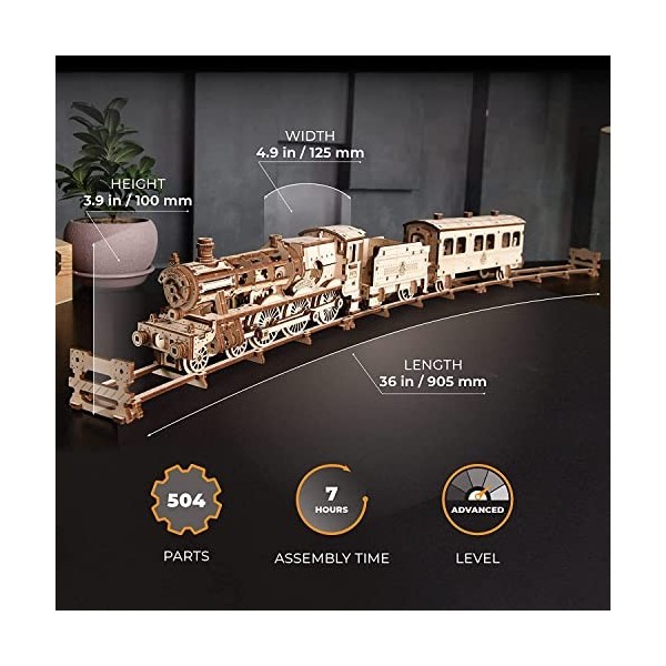 UGEARS Harry Potter Hogwarts Express Train en Bois à Construire - 3D Puzzle Maquette en Bois à Construire - Maquette mécaniqu