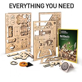 National Geographic Construction Model Kit – Build 3 Wooden 3D Puzzle Models, Learn About Da Vinci’s Improved Designs, Craft 