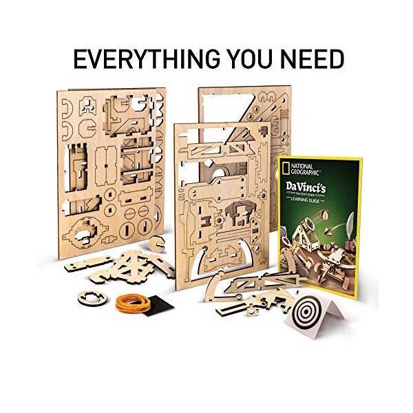 National Geographic Construction Model Kit – Build 3 Wooden 3D Puzzle Models, Learn About Da Vinci’s Improved Designs, Craft 